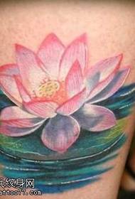 Modello di tatuaggio gamba loto foglia di loto