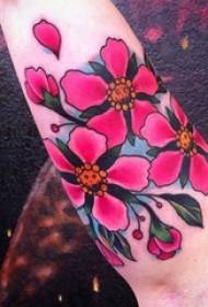 Varietà di schizzi ad acquerello dipinti, tatuaggi letterari e bellissimi fiori di ciliegio