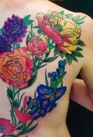 Dicat gambar tanaman bunga yang indah gambar tato di punggung gadis