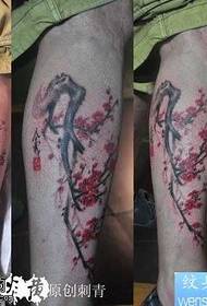 Leg ink plum tattoo pattern