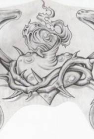 Black gray sketch creative literary vine heart shaped tattoo manuscript