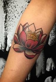 Gadis lengan dicat sketsa gambar tato lotus kreatif yang indah