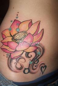 Patrón de tatuaje de loto de abdomen