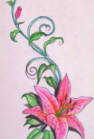 Floral Tattoo Patroon: Colourful Lily Tattoo Patroon