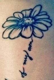 Girl's arm on black and white plant flower body English material flower tattoo picture