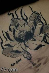 Skönhet tillbaka svart grå lotus tatuering mönster