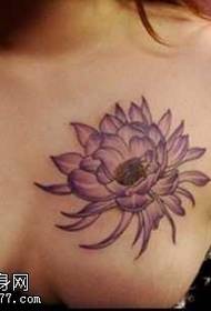 Bela aspektanta lotuso tatuaje ŝablono sur la brusto