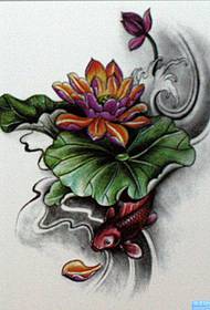барвистий малюнок рукопису татуювання лотоса