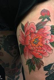 Thigh classic peony tattoo pattern