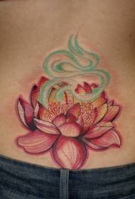 Gražus spalvingas lotoso tatuiruotės raštas