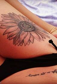 Leg sunflower tattoo pattern