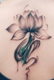 Tatuiruotė „Lotus 9“ ledo skaidrumo jade lotoso tatuiruotės modelis