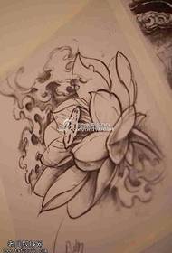 黑灰素描莲花纹身手稿图片