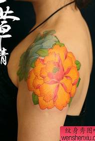 Colorful peony tattoo pattern that girls like