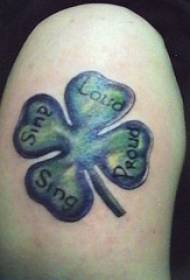 Four clover with irish alphabet tattoo pattern