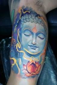 Braccio nuovo tatuaggio di statua di Buddha colorato in stile tradizionale