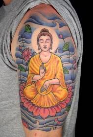Buddha tetovanie postava na meditácii lotosový kvet