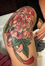 Crisantemo tradizionala: 9 krisantemo tatuaje tradizionalen multzoa