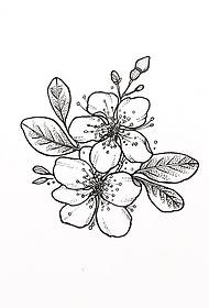 小清新樱花点刺纹身图案手稿