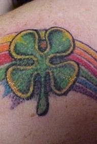 Quadrifoglio con motivo tatuaggio arcobaleno