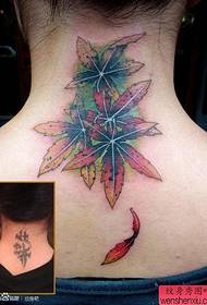 Girl neck fashion pop maple leaf tattoo pattern