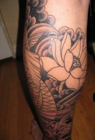 Calf Asia ụdị lotus squid tattoo ụkpụrụ