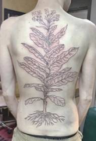 Mtoto wa shule nyuma kwenye mistari nyeusi ya majani ya mmea na picha ya tattoo ya maua