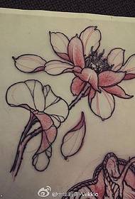 Manuscript klasikong sketch na lotus tattoo pattern