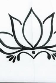 skica e zezë e krijimit letrar, dorëshkrim tatuazh i lotusit të bukur