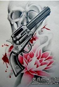 Tattoo Pattern: Awesome Super Handsome Pistol Lotus Tattoo Pattern