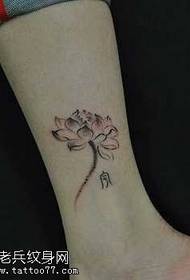 Leg ink painting lotus tattoo pattern
