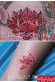en uppsättning vackra färgade lotus tatueringsmönster