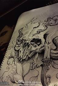 Ewopeyen yo ak Ameriken zo bwa tèt balèn lotus modèl tatoo