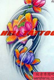 Wzór tatuażu kolorowy lotos