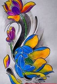 Πανέμορφο πολύχρωμο σχέδιο τατουάζ λωτού