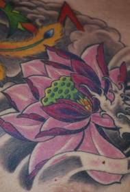 Rózsaszín lótusz és a fekete háttér tetoválás minta