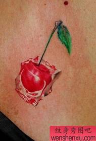 Вишневий малюнок татуювання: Скриня барвистий візерунок татуювання вишні