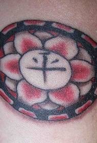 Ang kulay ng kolorete na hindu lotus na may pattern ng tattoo ng spell