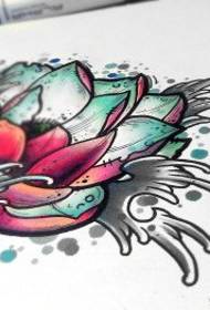 Color personalidad escuela loto tatuaje manuscrito patrón