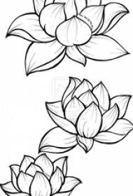 Čudovita črna preprosta linija ustvarjalnega rokopisa roko lotus tattoo rokopis