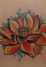 Ryggfärgad trasig lotus tatuering mönster