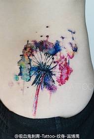 Modello del tatuaggio del dente di leone dell'inchiostro addominale