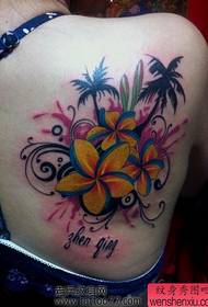 krása zadní barevné květinové tetování vzor