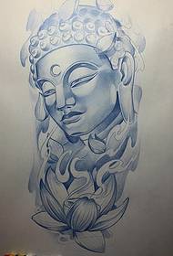 Manoscritto del tatuaggio del loto della statua di Buddha di stile della scuola