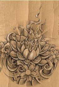 Прекрасна убава слика за образци со ракописи за тетоважа на лотос