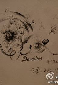 ግለሰባዊ dandelion ንቅሳት የእጅ ጽሑፍ ሥዕል