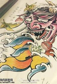 Manoscritto tatuaggio colorato tradizionale simile al loto