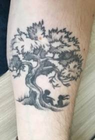 Момче крило на црна сива точка трн апстрактна линија растение големо дрво слика за тетоважа