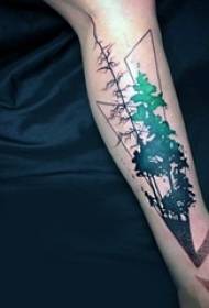 Απλή γραμμή τατουάζ τέχνης τατουάζ φυτό τοπίο μοτίβο
