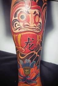 Nuovo modello di tatuaggi in stile giapponese Dharma e loto